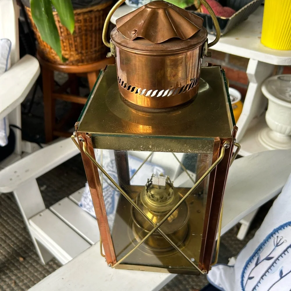 Vintage Brass & Copper Oil Lamp